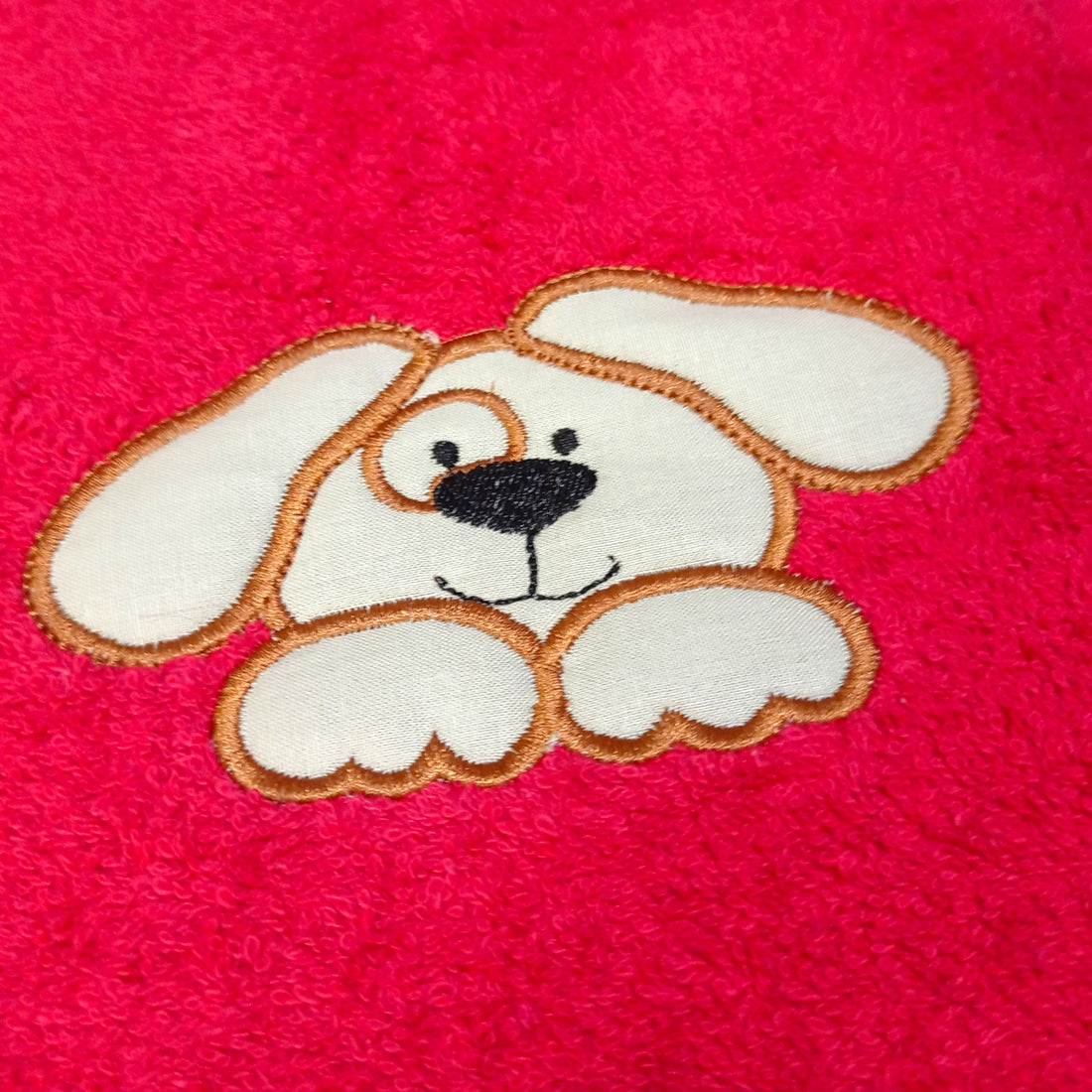 Set asciugamani per bambini con ricamo 3D (Cagnolino)