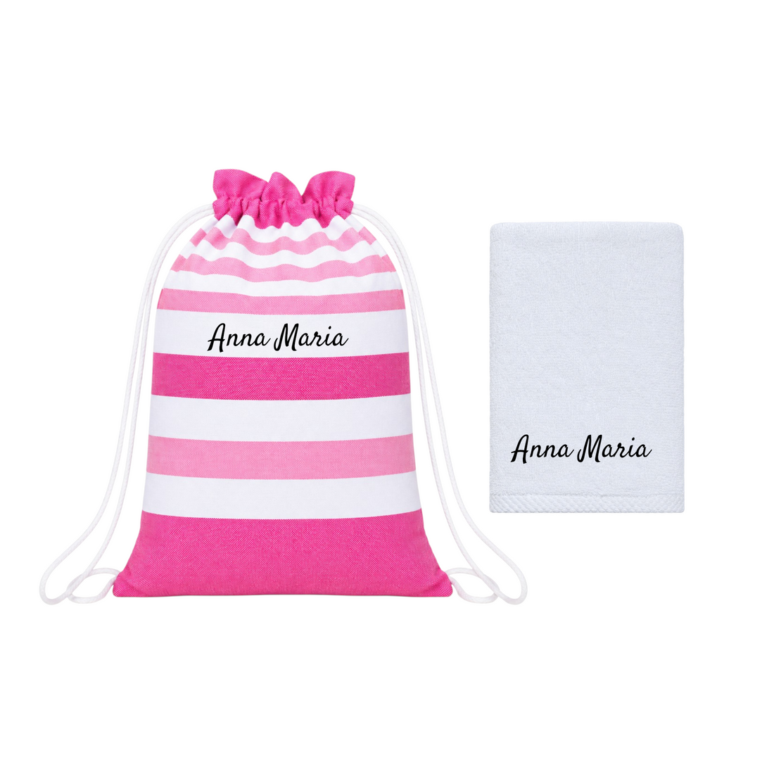 Kit Nido Personalizzato con Ricamo. Zainetto in Cotone e Salvietta con Asola – Accessori Materna Bambina Bambino 100% cotone